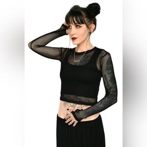 Fishnet Long Sleeve Crop Top